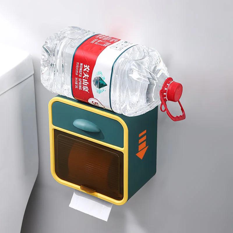 Paper towel box, light luxury toilet paper box, double-layer waterproof, multifunctional wall mounted roll paper suction box