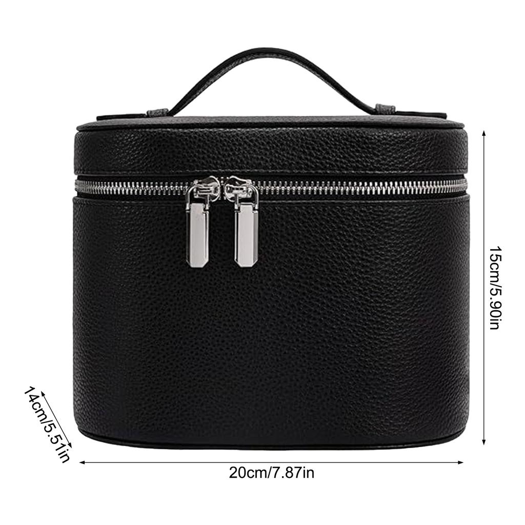 Портативный органайзер для косметики, большая вместимость, из ПУ, дорожный несессер для туалетных принадлежностей и макияжа, на молнии, с ручкой для хранения косметики