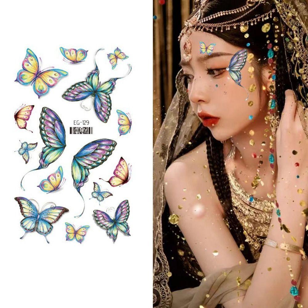 Черная Роза Поддельные Татуировки Бабочки Татуировки Наклейки Боди-Арт Наклейки Временные Татуировки На Лице