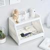Белый двухъярусный настольный органайзер для хранения вещей, полка-витрина с вырезом в виде кошачьей лапки, для домашнего офиса и комнаты в общежитии, 2 уровня