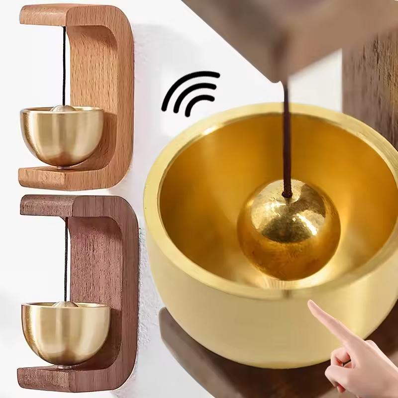 Doorbell Solid Wooden Magnetic Brass Wind Chimes Dopamine Style Meditation Bells for Bedroom Door Boho Zen Gift for Mindfulness