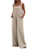 Women's Solid Color Casual Button Jumpsuit - European & American Style
