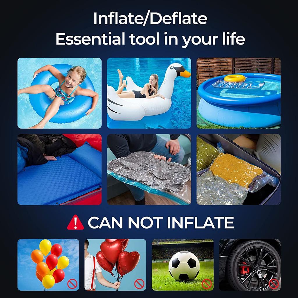 5200mAh Electric Air Pump Rechargeable Air Pump With Digital Display Screen Portable Mini Air Pump Quick Inflate Deflate Pool