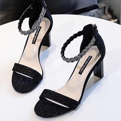 Модные женские сандалии Летние новые с круглым носком, с мелким вырезом, с открытым носком, на каблуках-рюмочках с сумкой А-силуэта