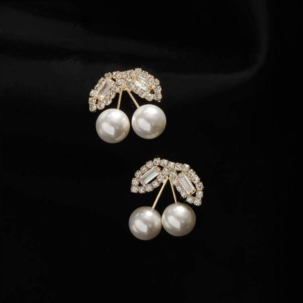 Серьги-подвески с красной вишней, маленькие серьги со свежими фруктами, женские ювелирные серьги-гвоздики