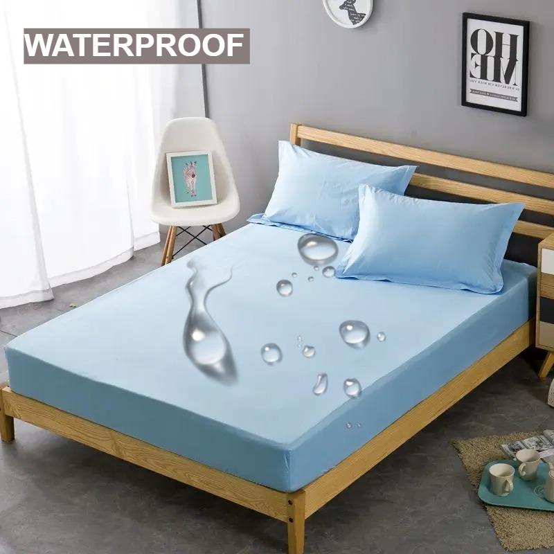 1 шт. Водонепроницаемая простыня на резинке из высококачественной реактивно окрашенной плотной ткани, эластичная, доступна в различных размерах, мягкая простыня, пишите, серый, черный, 120/140/160