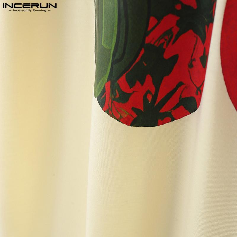 INCERUN Мужские футболки с круглым вырезом, коротким рукавом, 3D-принтом и вставками, повседневные, свободного кроя