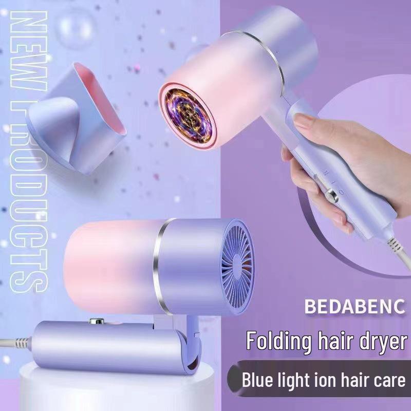 Gradient Color Portable Blue Light Negative Ion Hair Dryer for Students and Home Use