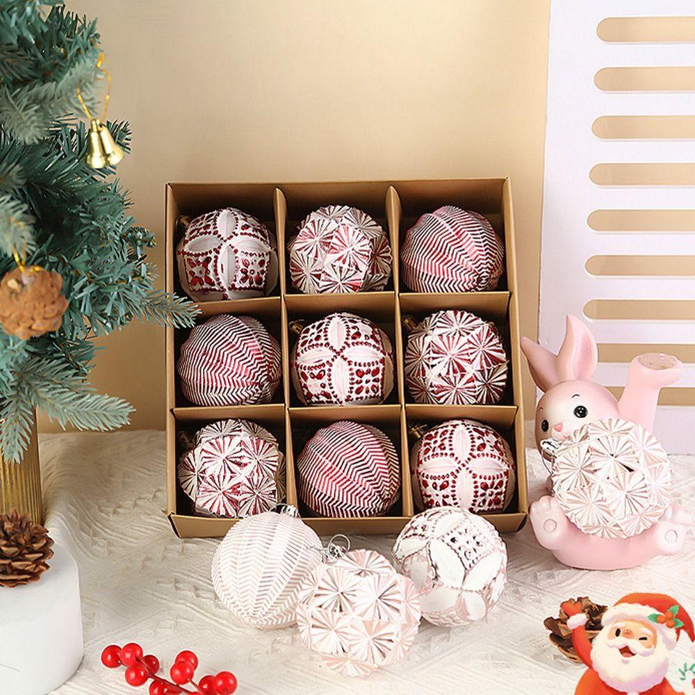 9pcs Shatterproof Electroplated Hanging Balls 8cm Christmas Tree Ornaments New Year Decoration