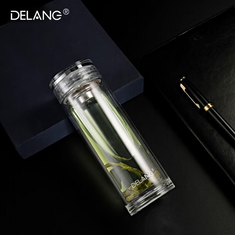 Стеклянный стакан для чая DELANG 320 мл с двойными стенками и ситечком