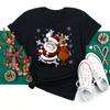 Fashion Women Avocado Print Funny Year Merry Christmas Clothes Holiday Tops Tee Tshirt Festival Female Black Shirt