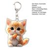 Automobile Pendant 2D Cat Car Rearview Mirror Hanging Ornament Acrylic Cat Charm Keyring Auto Backpack Keychain