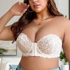 Европейский и американский пуш-ап и боковая поддержка, предотвращающий провисание, большой размер, без бретелей, кружевной сексуальный бюстгальтер на передней застежке