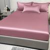 1 Simple Modern Satin Solid Color Fitted Sheet,Deep Pink Color Ice Silk Bedspread For Bedroom,Bedding (Excluding Pillowcases)