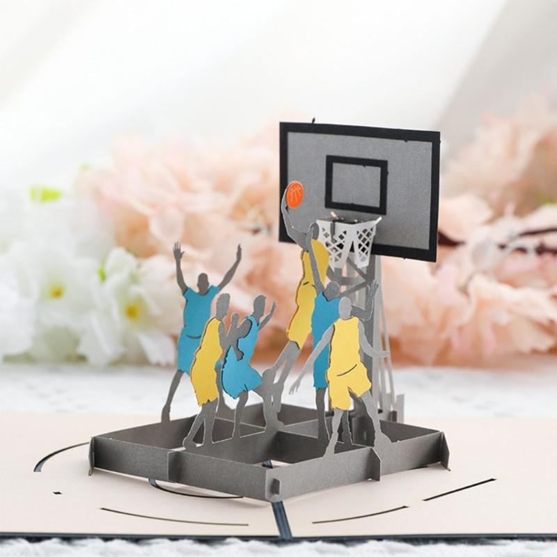 3D всплывающее поздравление с днем ​​рождения, пригласительные открытки, открытка для подарков для мальчика, отца, благодарственные открытки, баскетбольная открытка, годовщина