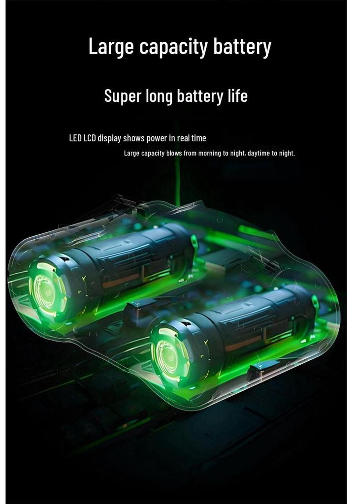 High-Speed USB Hanging Waist Fan with LED Night Light - Portable Clip-on Fan for Outdoor & Construction Use