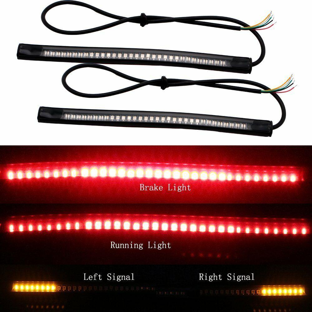48 LED RED Motorcycle Integrated Tail Brake Stop Turn Signal Light Lamp Strip