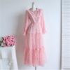 Женское платье миди с воротником Питер Пэн, кружевной вышивкой, роскошными бусинами и кристаллами, с оборками, вставками, на пуговицах спереди, облегающее, А-силуэта