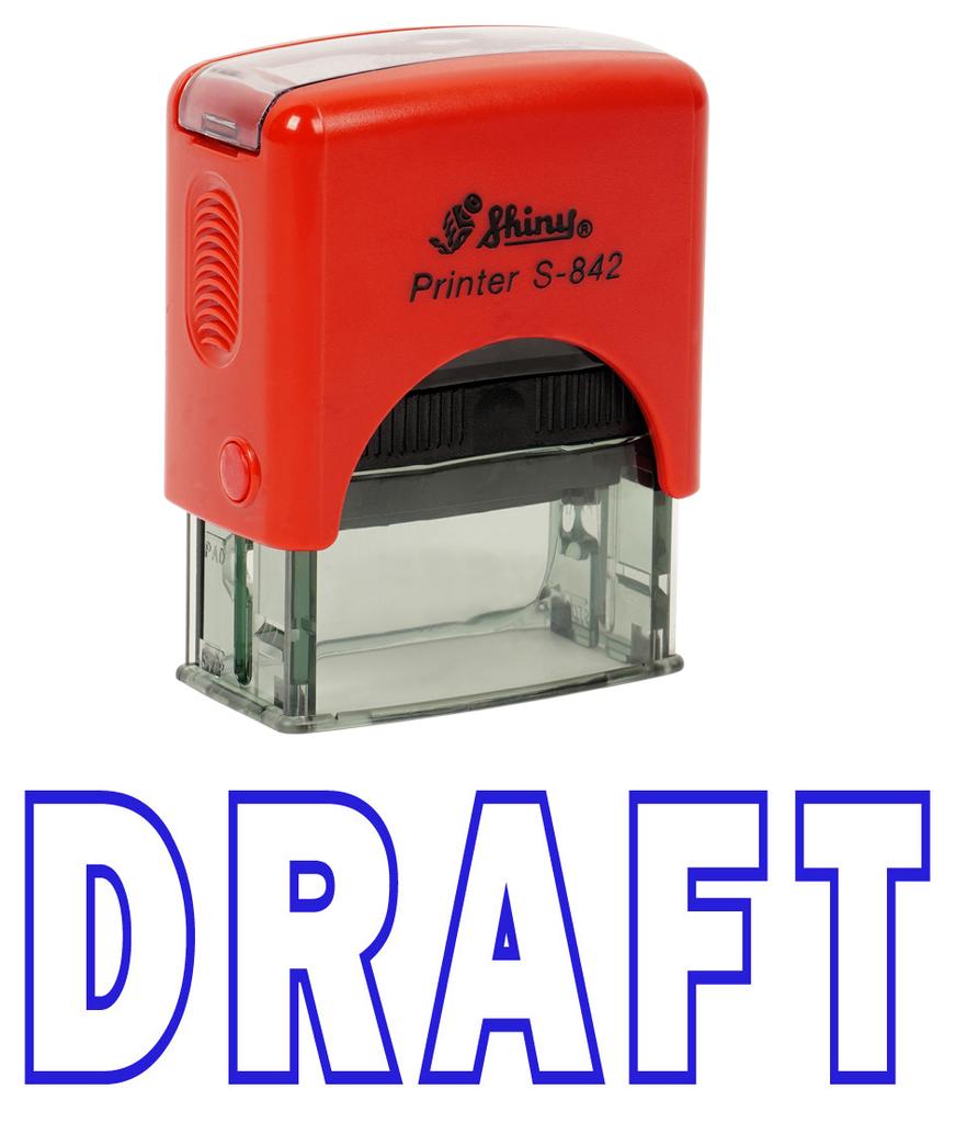 Printtoo DRAFT Self Inking Rubber Stamp Custom Shiny Office Stationery Stamp