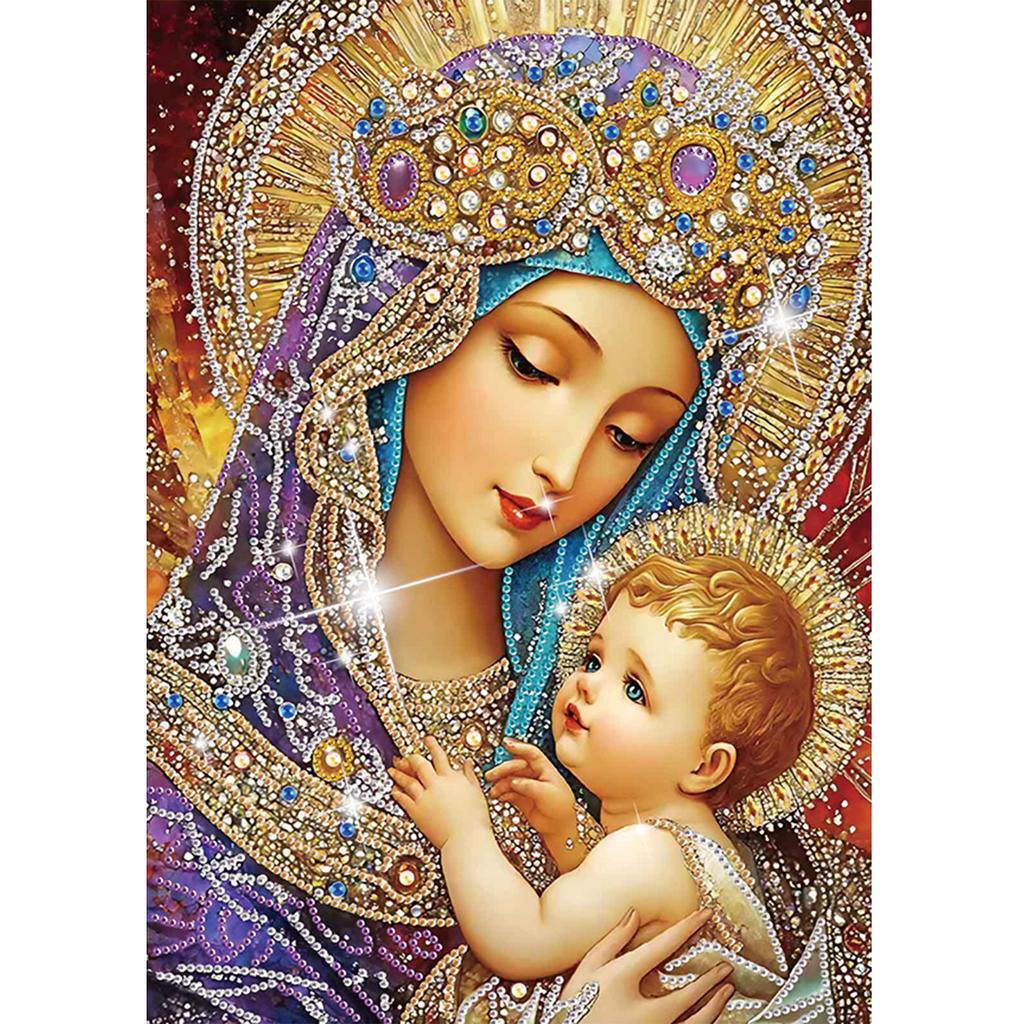 Virgin Mary Partial DIY 5D Special Shaped Drill Diamond Painting Kit for Adults/Beginners Gift Idea Home Decor 30x40cm