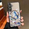 Креативный чехол с узором «Цветы и бабочки» для Samsung Galaxy S26 Ultra S25 Edge S24 Plus S23 S22 S21 FE, магнитный, для Magsafe, матовая крышка