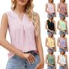 New Summer Women's V-Neck Vest Hole Hollow Sleeveless Pleated Top