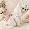 Pet Princess Dress With Pink Bow White Lace Small Dogs Cats Outfit
