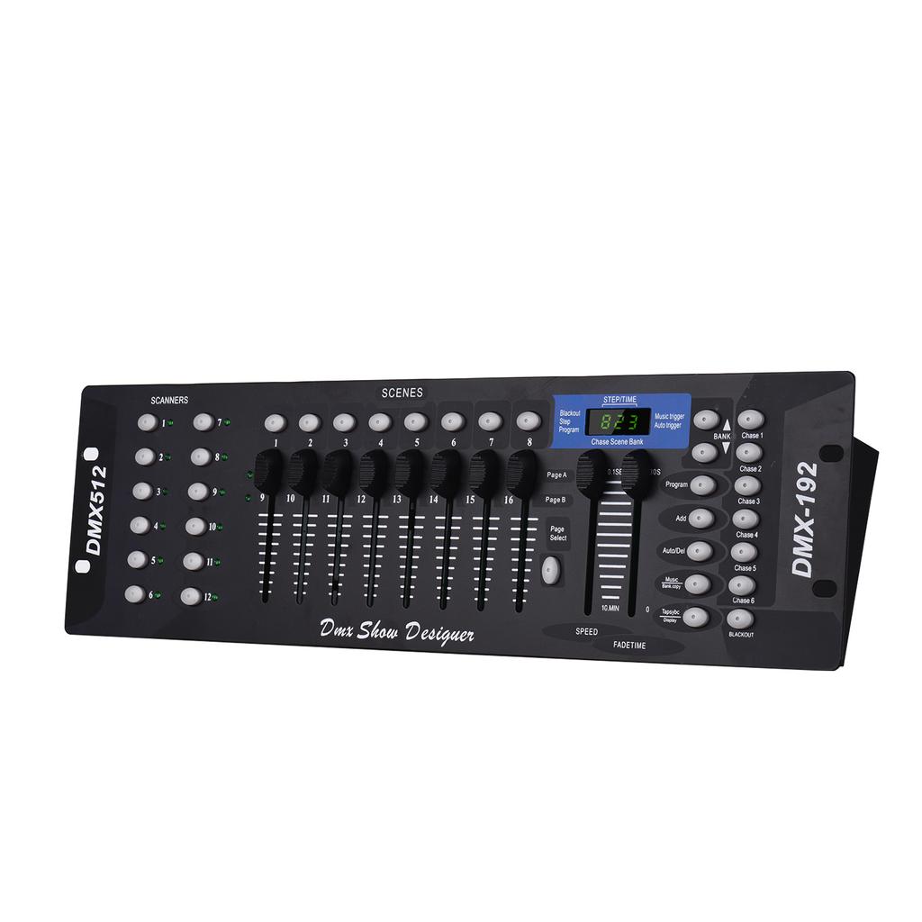 Панель консоли контроллера освещения DMX512, 192-канальная функция программирования, звуковая активация, светодиодный экран
