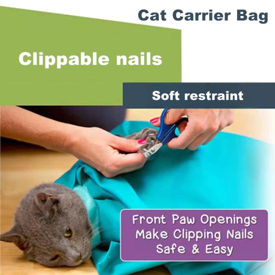 Кошачья сумка-переноска, сумка-фиксатор для кошек, подрезка когтей, введение лекарств, антицарапающая сумка для ухода за домашними животными, сумка-тоут для кошек весом 10-15 фунтов