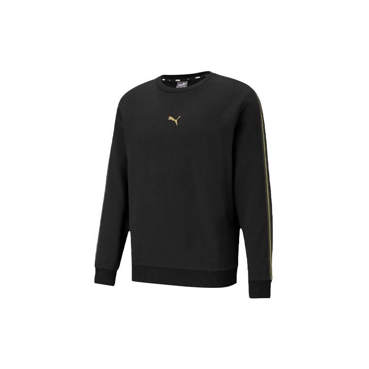 Puma Solid Color Fleece-Lined Casual Crew Neck Sweatshirt Men Tops Black 587665-01