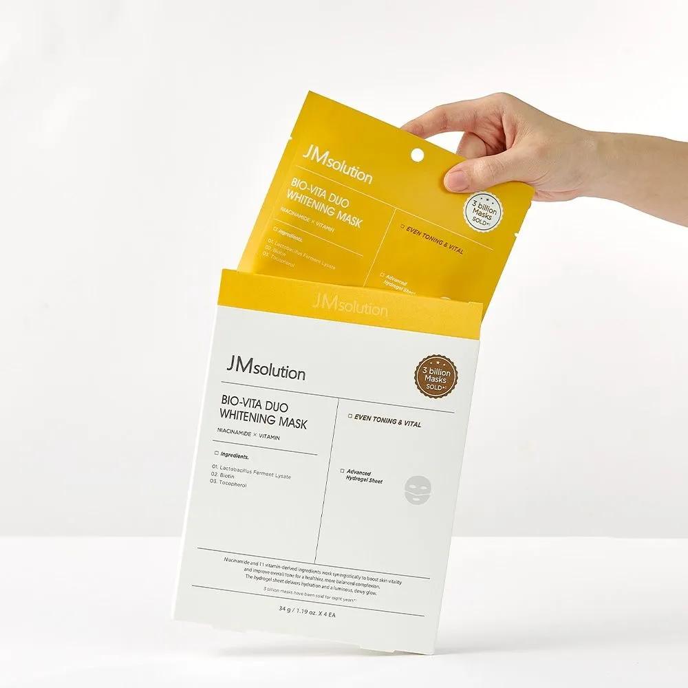 JMSOLUTION Bio Vitamin Duo Brightening Mask Pack Gel Mask Hydrogel (34g x 4 sheets) (Select 1/2/3 packs)