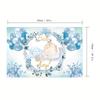 2D Baby Boy Watercolor Backdrop Blue Floral & Balloon Gender Reveal Photo Background