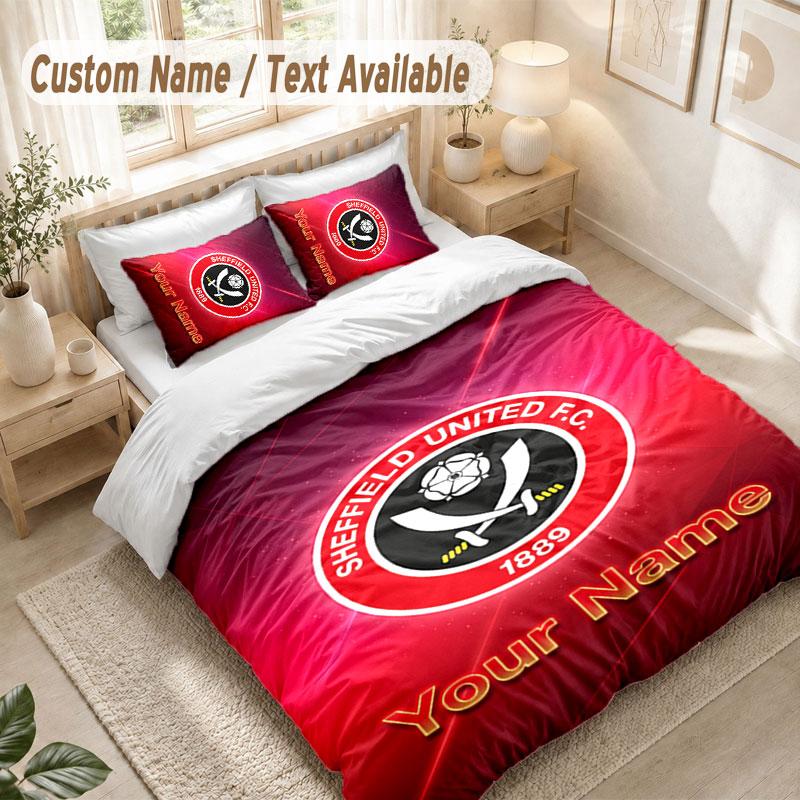 Custom Name Bedding Set 3 PiecesSheffield United FC Print Duvet Cover + 2 Pillowcases Soft Bed Decor