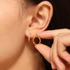 New Titanium Steel Earrings Plain Ring Inlaid With Zircon Non-Fading Earrings Pvd Gold-Plated Niche Design Round Ear Buckle