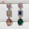 Fashion Luxury Colorful Earrings For Women Bright Pink/Yellow/Blue/Green/White CZ Aesthetic Wedding Jewelry Delicate Gift