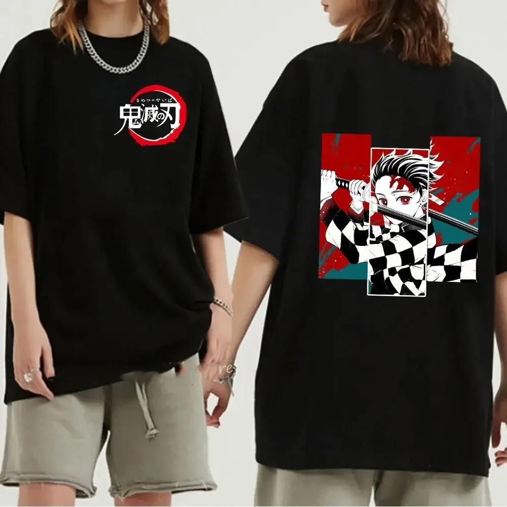 Японское аниме Клинок, рассекающий демонов Графический принт Мужская футболка Модная футболка с круглым вырезом и коротким рукавом Большого размера Женская футболка Мужские футболки Топы 70912
