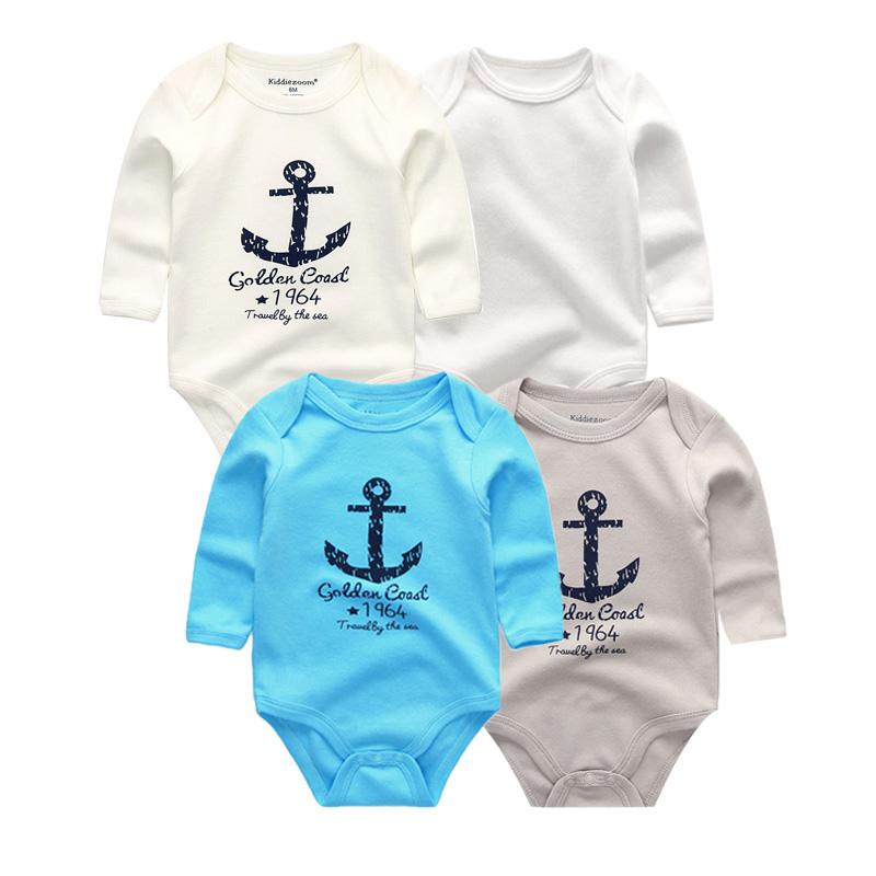 Одежда из 4 предметов для маленьких мальчиков, мягкие хлопковые боди с мультяшным принтом, комбинезон для новорожденных, одежда с длинными рукавами