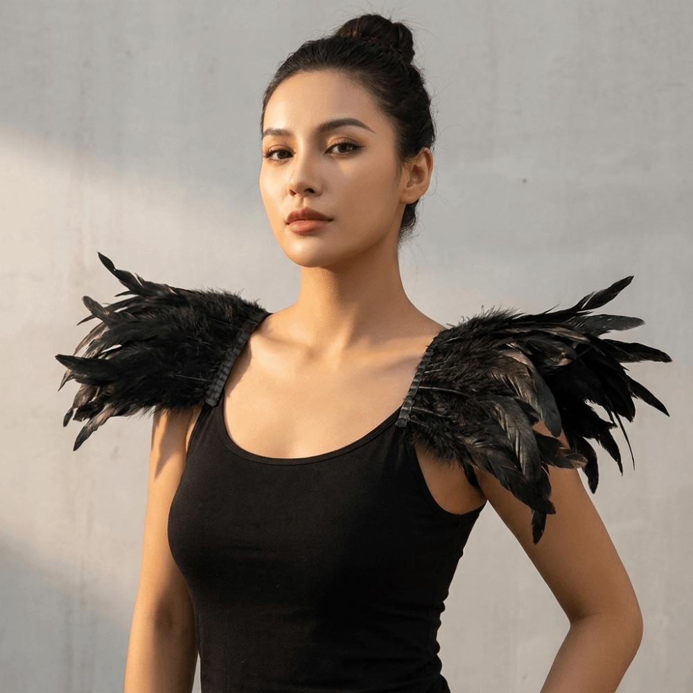 Punk Feather Shoulder Badge Elastic Performance Shawl Simple Ball Shawl Role Playing Accessories
