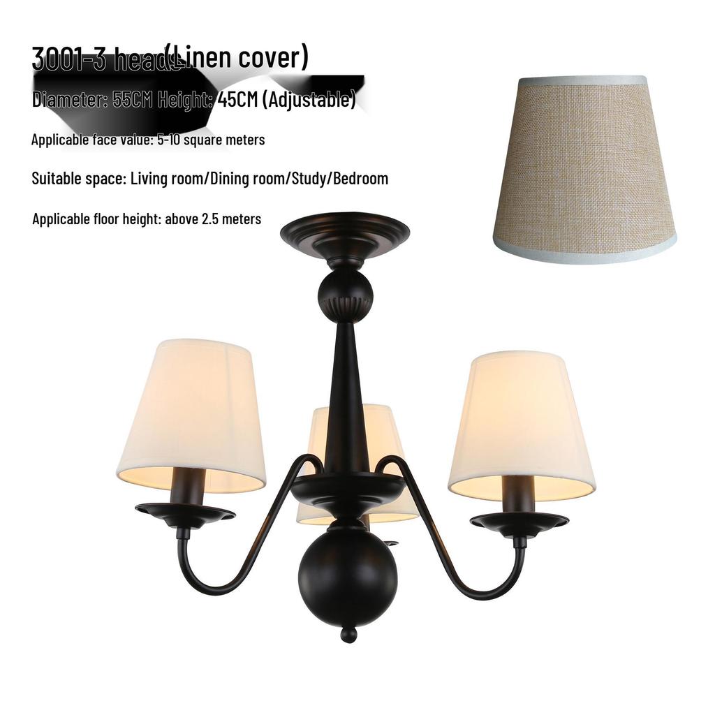 Черная ретро кованая люстра для гостиной, столовой или спальни
