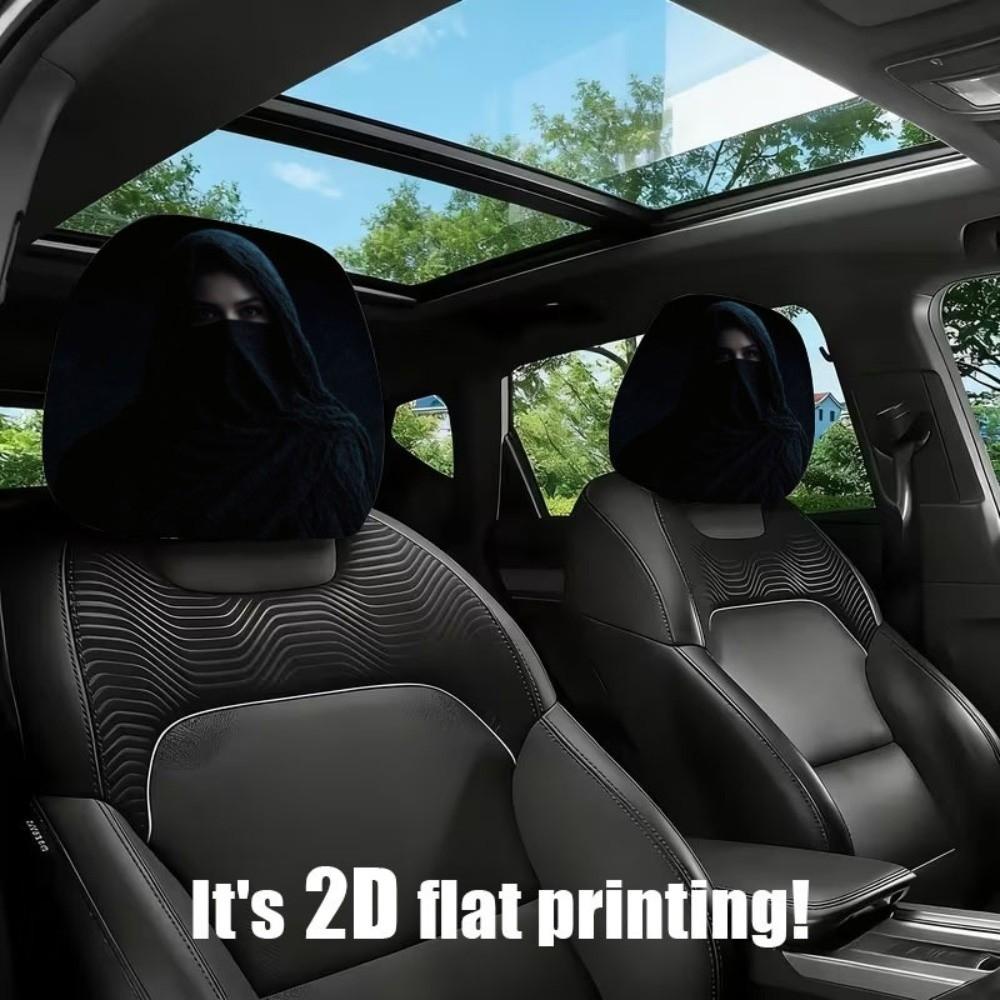 2PCS Fun Grandma Face Seat Headrest Protector Washable Car Headrest Covers Back Seat