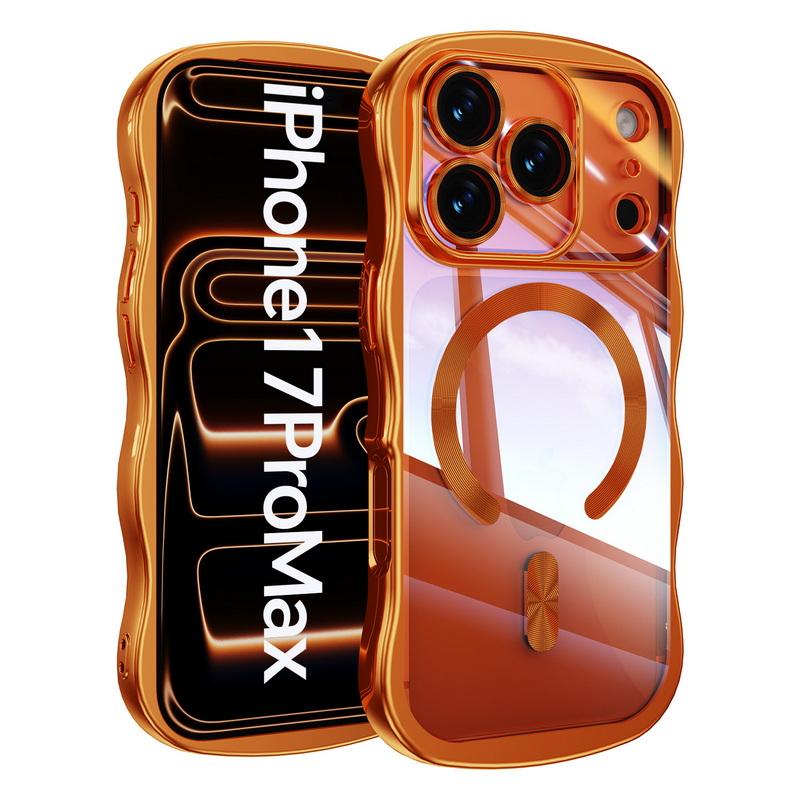 Покрытие Волнистая Рамка Магнитный Чехол Для Телефона Для iPhone 17 Pro Max 16 15 14 13 Гальванизированный Силиконовый Бампер Ударопрочный Прозрачный Мягкий Чехол