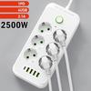 Многофункциональная розетка 6EU + 4USB, розетка с удлинителем 2 м, источник питания USB-устройства, розетка европейского стандарта