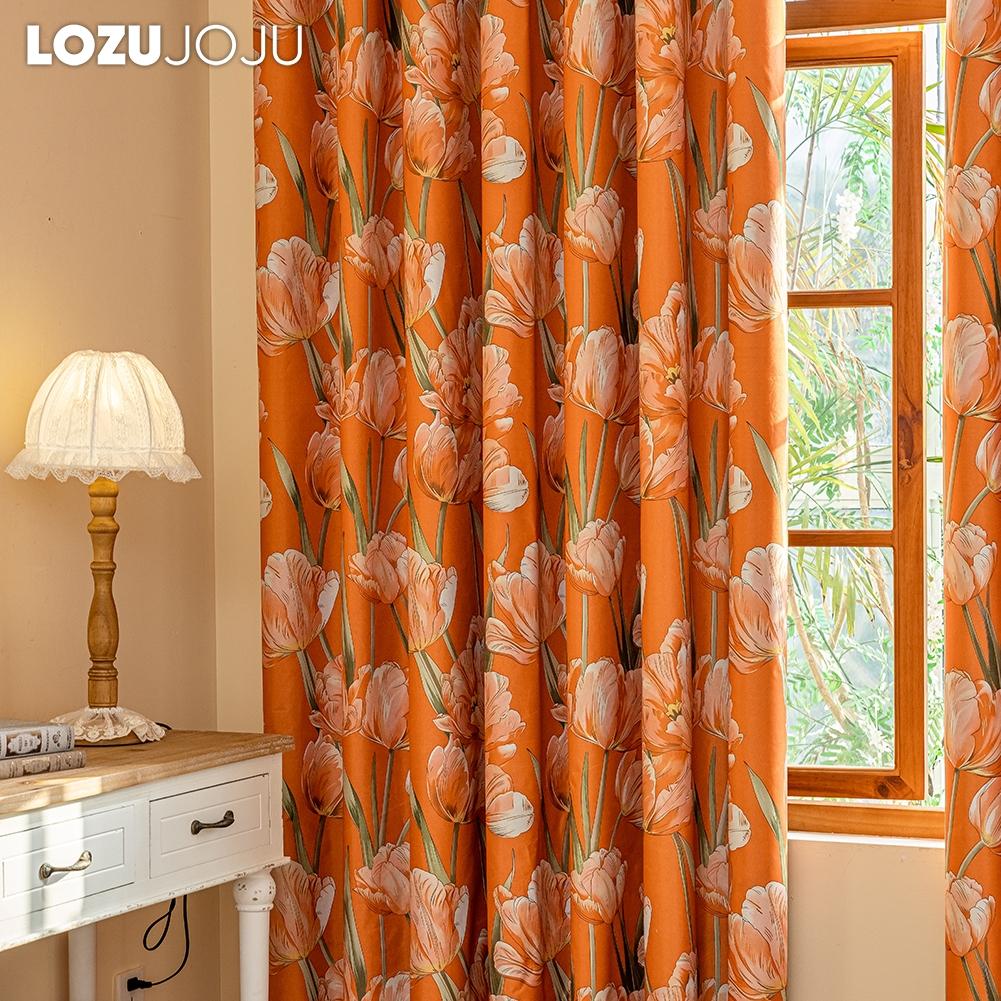 1 шт. LOZUJOJU Шторы в европейском стиле с принтом оранжевых тюльпанов, полностью затемняющие шторы для спальни, гостиной, балкона, окна для декора дома