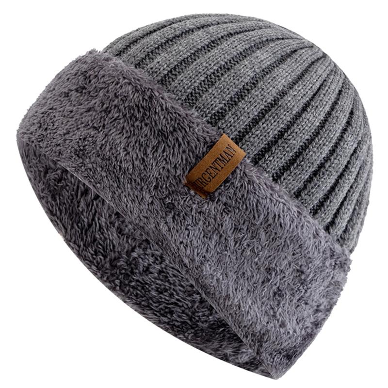 New Unisex Thick Winter Hat Keep Warm Add Fur Lined Flanging Cap Stylish Beanie Hats For Men Women Warm Outdoor Knitted Hat