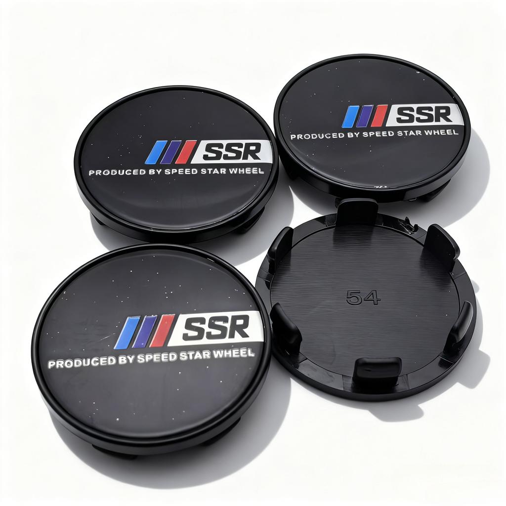 DBS3  4pcs JDM SSR Logo Emblem Car Wheel Center Caps O.D 54MM Clips 49MM Wheels Hub Cap Rim Hubcaps Dust Cover Replace Car Accessories