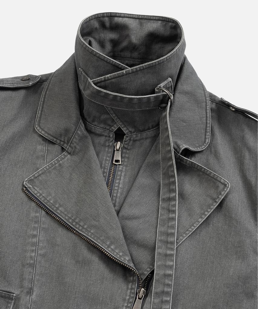 INSTANTFUNK Layered Collar Rider Jacket - Gray