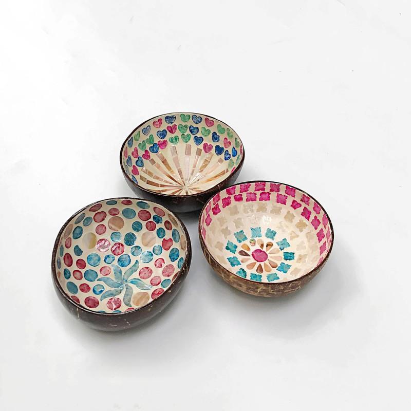 Handcrafted Coconut Shell Bowl With Inlay Decorative Serving Dish Home Dining Snacks Candy Or Tropical Dcor
