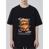 Black T-Shirt with Burger Graphic and Text Print for Casual Wear