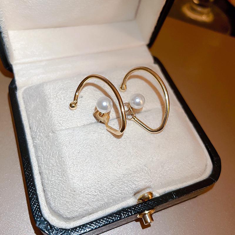 Серьги-ракушки для женщин Корейский стиль Жемчужные серьги-подвески Простые Модные Белые Лепестки Свадебный Циркон