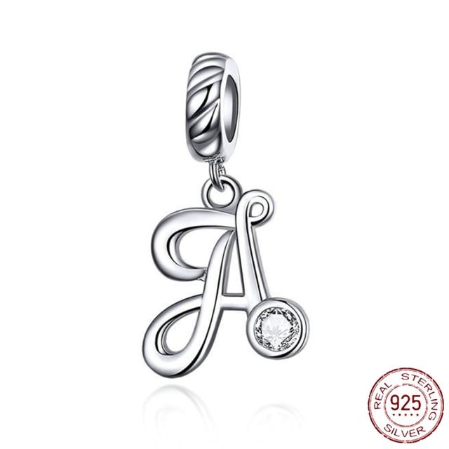 Браслет-подвеска из серебра 925 пробы с буквами AZ и буквами, бусины с именем для женщин, DIY кулон, изготовление ювелирных изделий